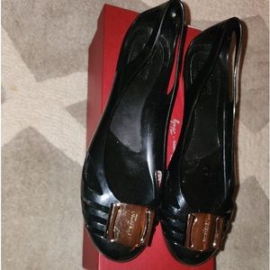 Salvatore Ferragamo Bermuda size 10, black patent. Excellent condition. $40